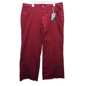 Flamingo Red Frayed Hem High-Waisted Womens Denim Pants Size 3XL